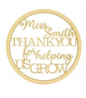 Laser Cut Personalised 'Thank You For Helping Us Grow' Dream Catcher Frame - Wall Art Hoop - Size Options 
